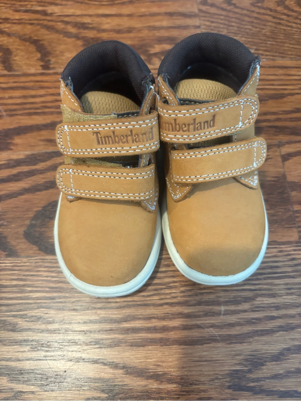 Timberland Kids Wheat/Tan Double Strap Hook-and-Loop Boots